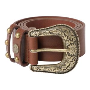 Cinturón Ecocuero Humana Cowgirl Hebilla Cowboy Café