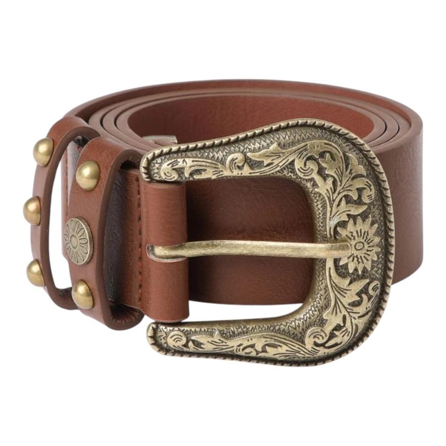 Cinturón Ecocuero Humana Cowgirl Hebilla Cowboy Café