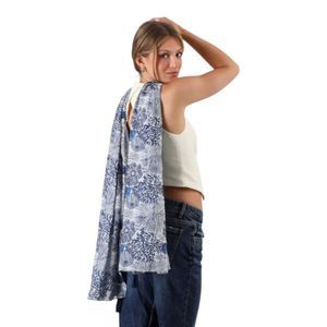 Pañuelo Algodón Humana Raya Borlas Azul