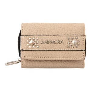 Billetera Pequeña Mujer Amphora Bissau Tachas Beige
