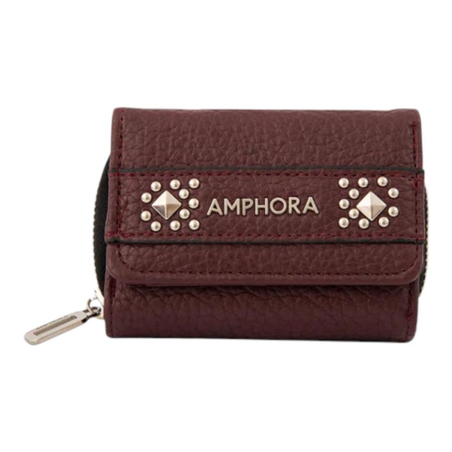 Billetera Pequeña Mujer Amphora Bissau Tachas Burdeo