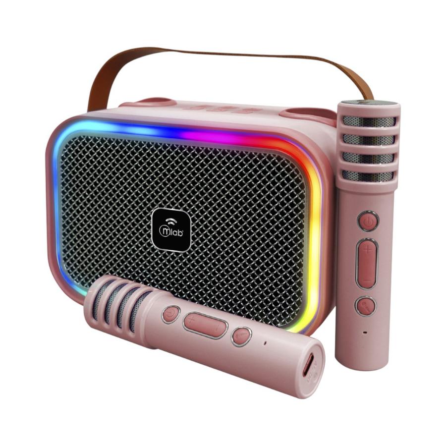 Parlante Con 2 Microfonos Mlab My Lil Dual Voice Rosado