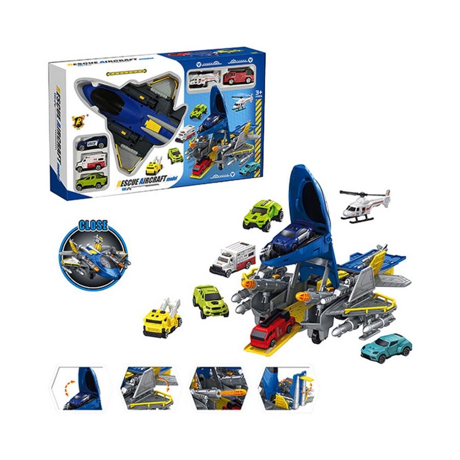 Avión Rescate parking con autos