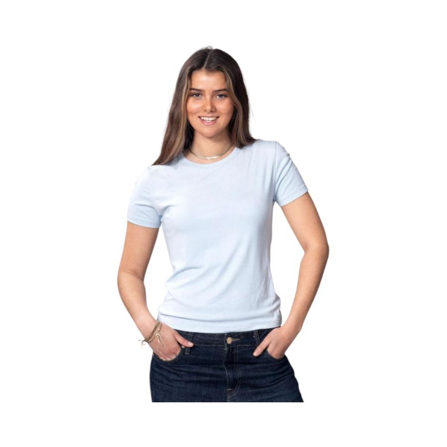 Polera Mujer Bannana Club Modal Cuello Redondo Celeste