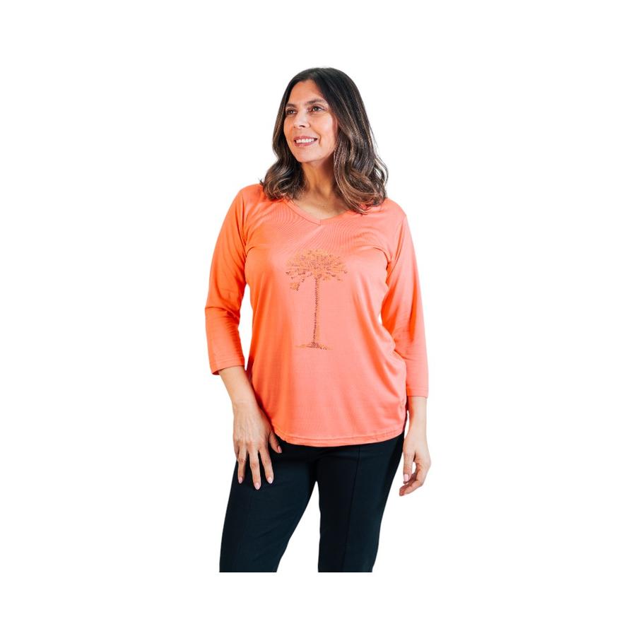Polera Manga 3/4 Mujer Coralie Modal Strass Coral