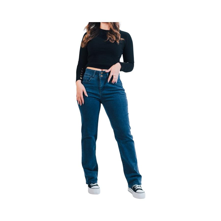 Jeans Corte Recto Mujer Maox Azul Medio