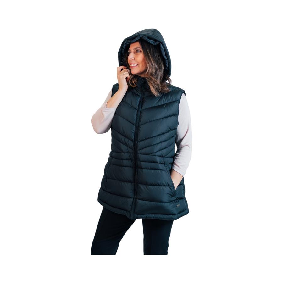 Parka Vest Mujer Coralie Con Gorra Negro