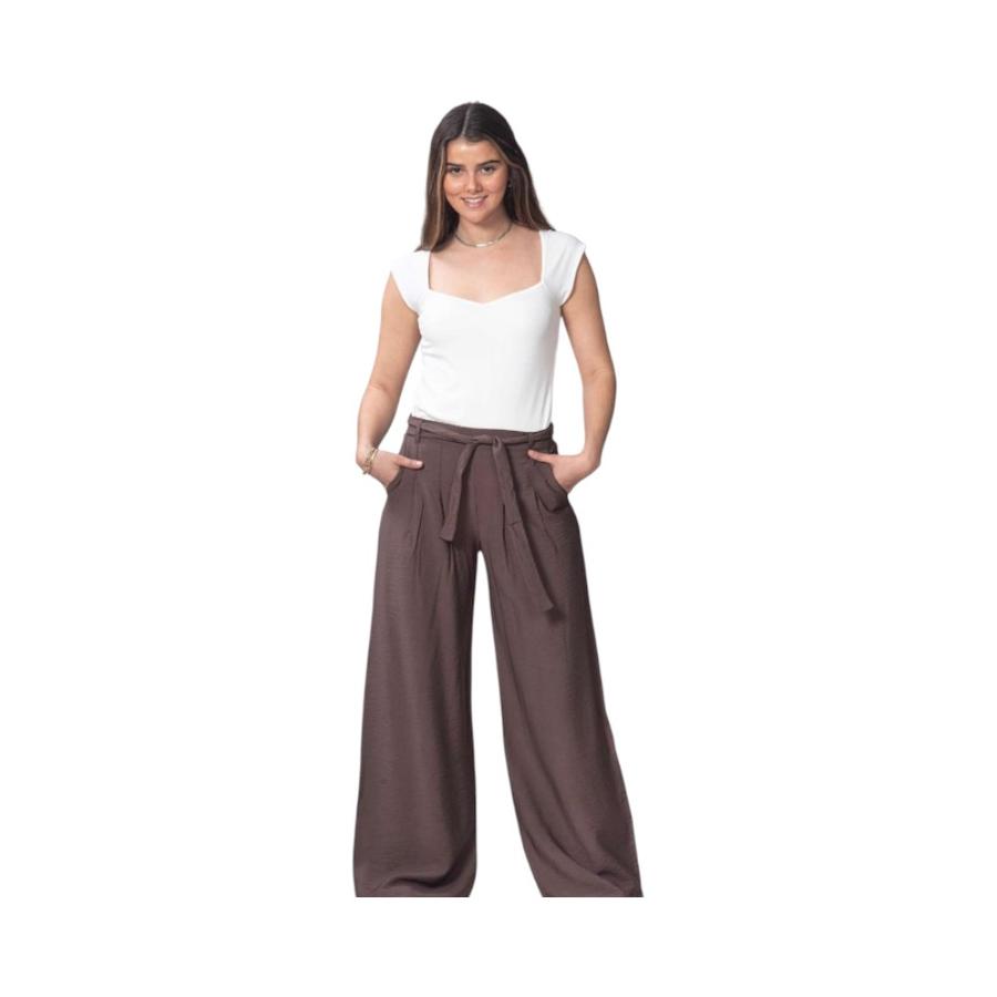 Pantalón Mujer Bannana Club Viscosa Amarre Café