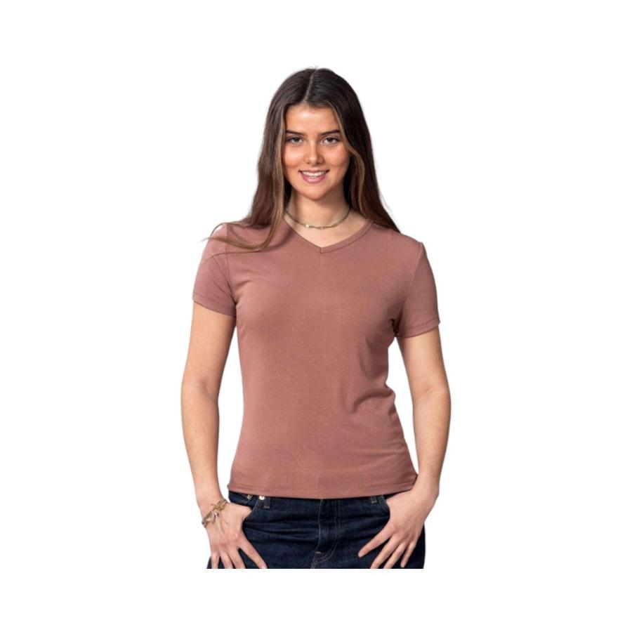 Polera Mujer Bannana Modal Escote V Café