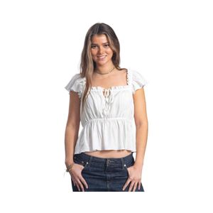 Polera Corset Mujer Bannana Club Tela Arrugada Blanco