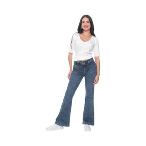 Jeans Flare Cargo Mujer Wados Tiro Alto