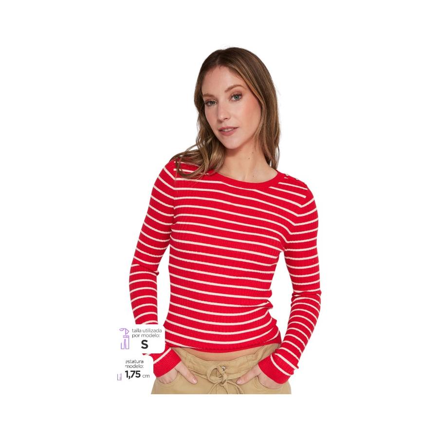 Sweater Manga Larga Mujer Only 15335111 Rojo