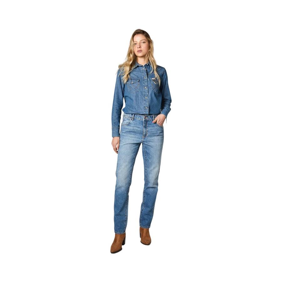 Jeans Walker Mid Mujer Wrangler Medio Celeste