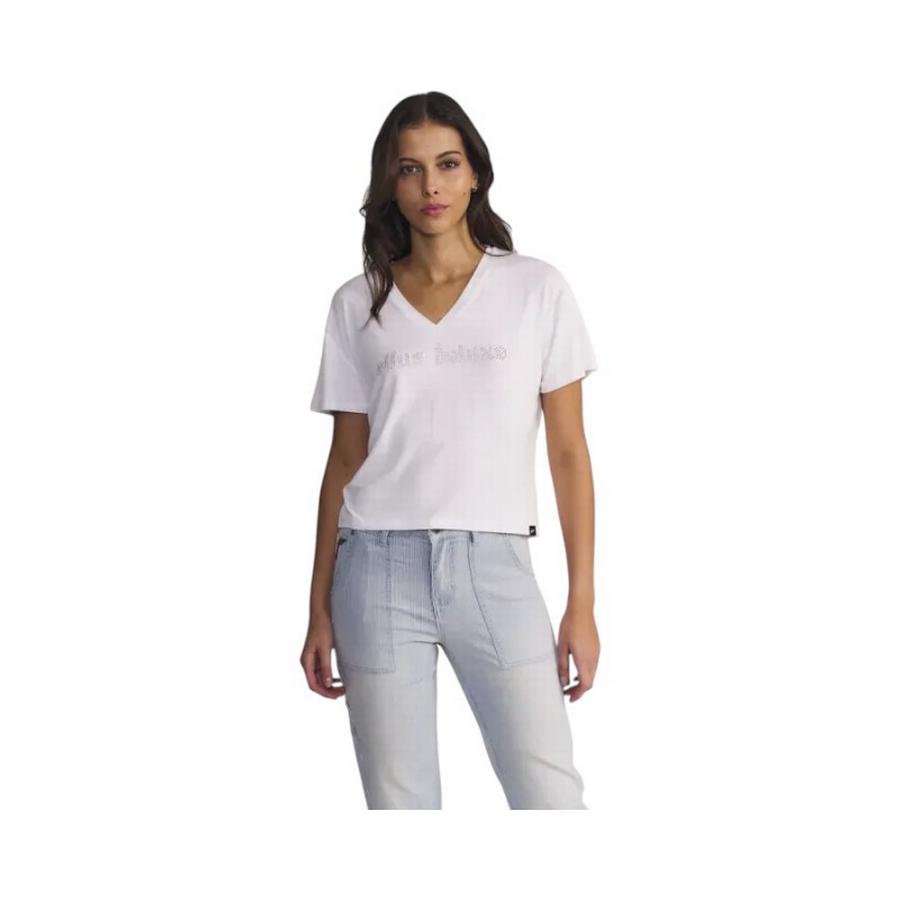 Polera Box Fit V Neck Ellus Deluxe Mujer FiDFC50200 Bco