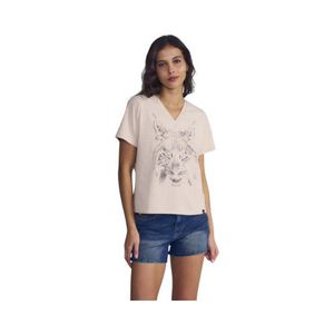 Polera Box Fit V Neck Tigre Mujer DFC63751