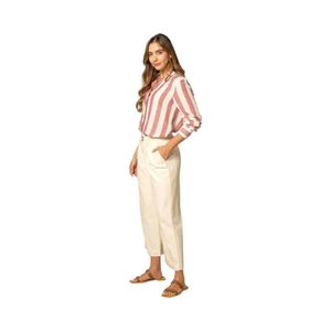Pantalón Capri Efecto Lino Mujer Esprit Blanco