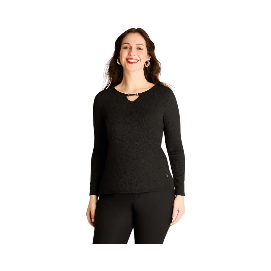 Polera Escote V Mujer Lorenzo Di Pontti Texturado Negro