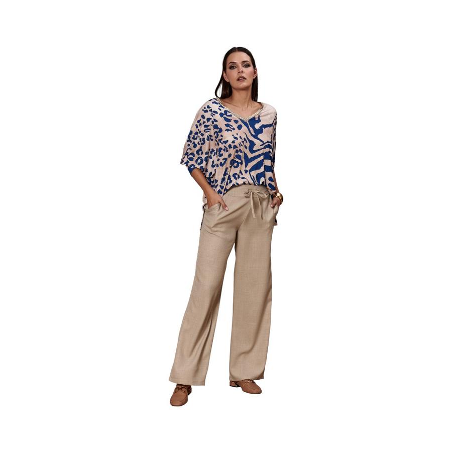 Pantalón Recto Mujer Give Pretina Elástica Beige