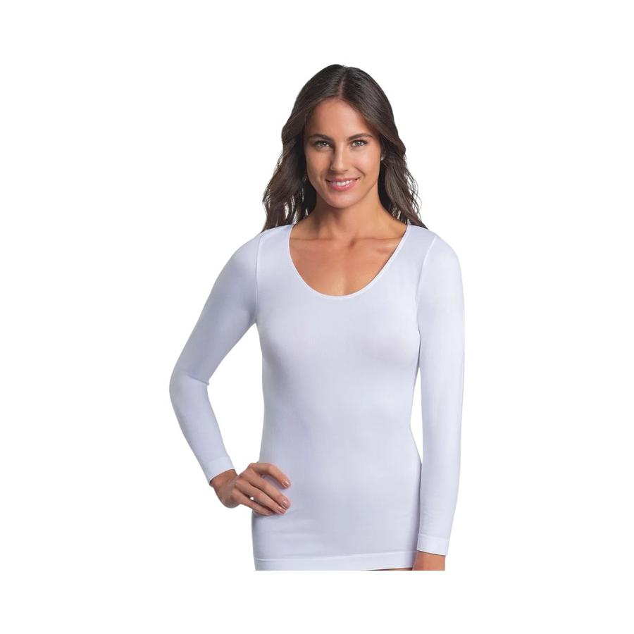 Polera Microfibra Mujer Cuello Redondo Caffarena Blanco