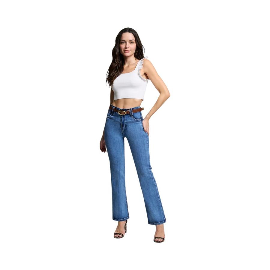 Jeans Tiro Alto Recto Mujer Amalia Jeans 5274 Celeste