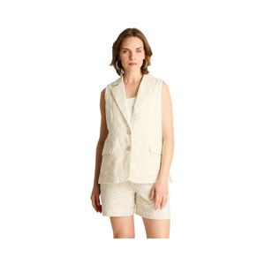 Blazer Sin Mangas Mujer Lorenzo Di Pontti Con Broderie Crudo