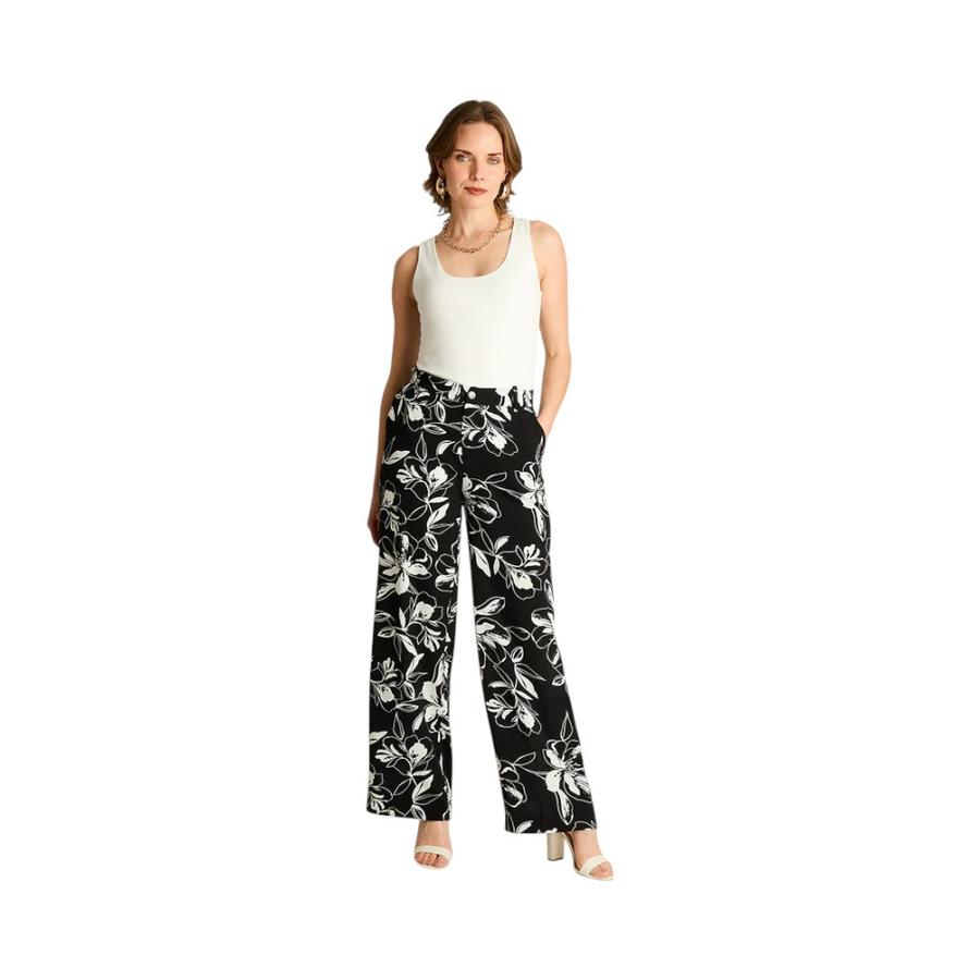 Pantalón Casual Palazzo Lorenzo Di Pontti Estampado Negro