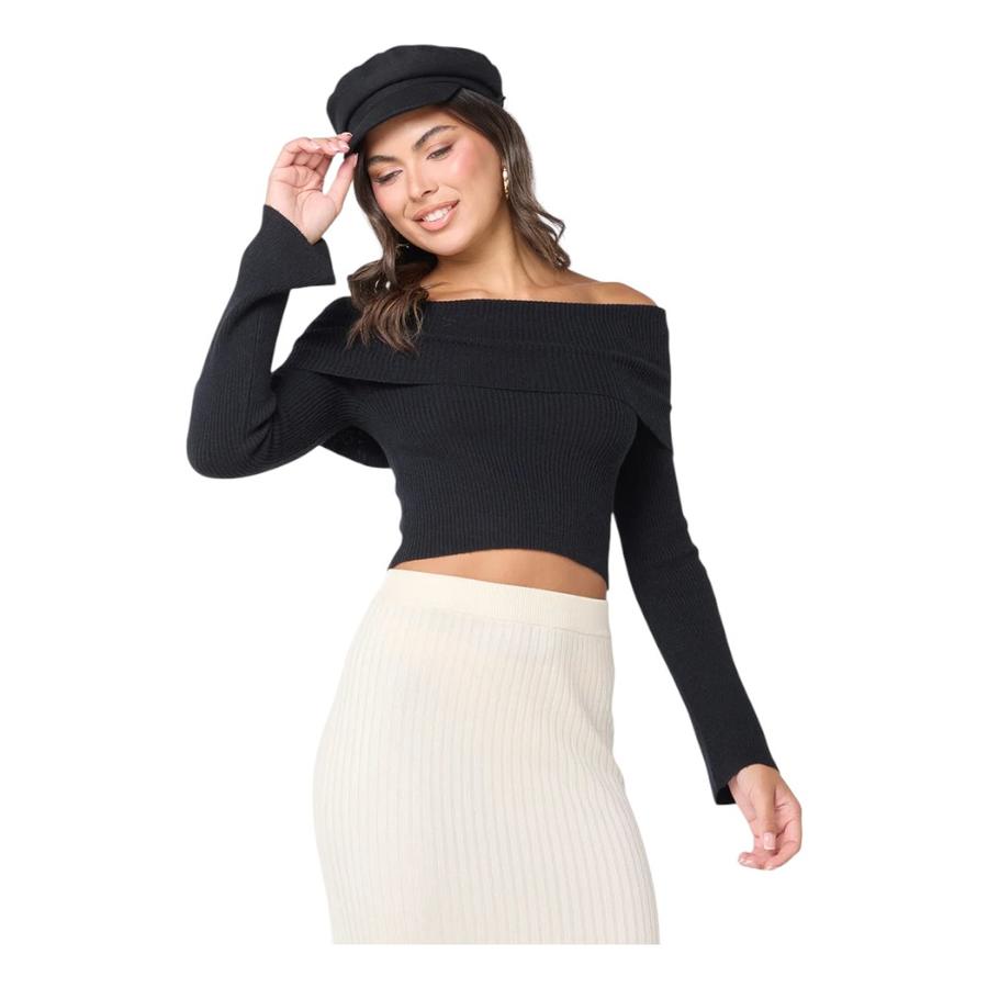 Sweater Mujer Sin Hombros Only 15343459 Negro