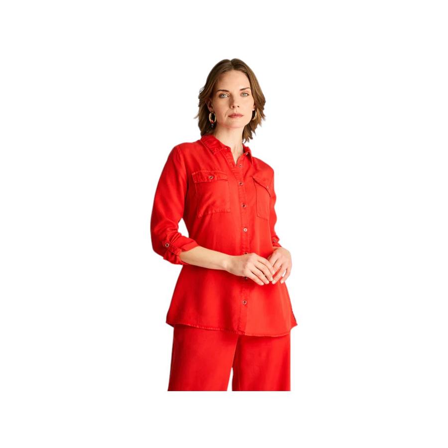 Blusa Camisera Mujer Lorenzo di Pontti Lyocell Rojo