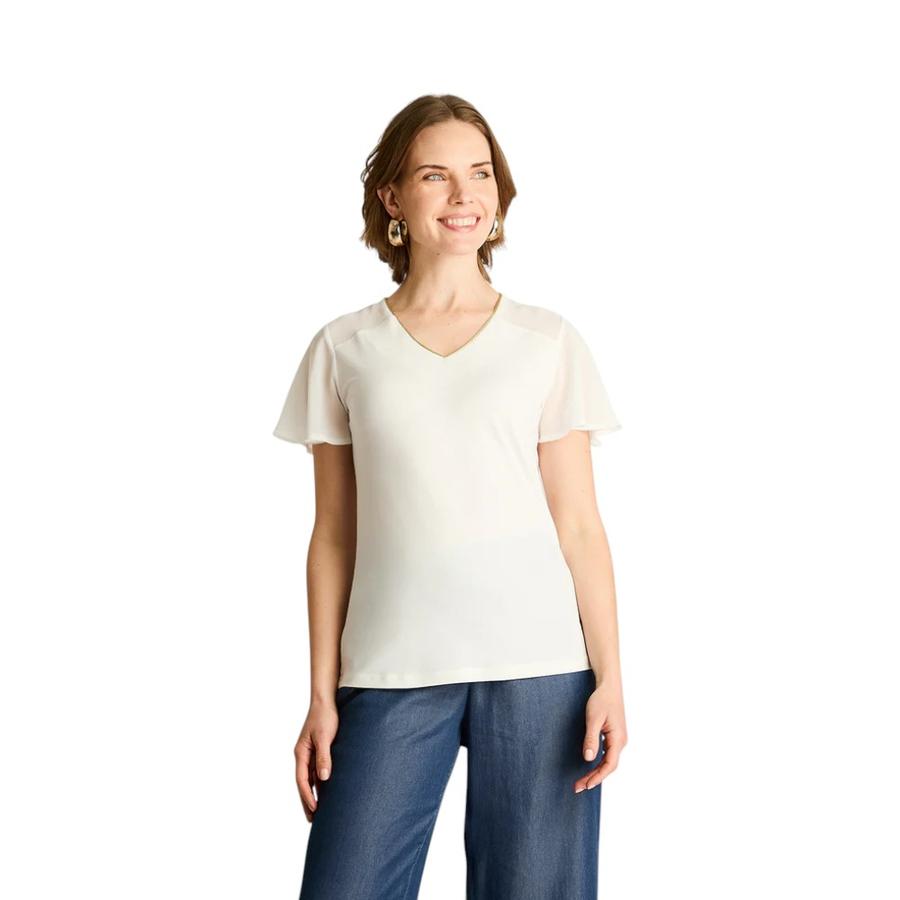 Polera Volantes Mujer Lorenzo di Pontti Crudo