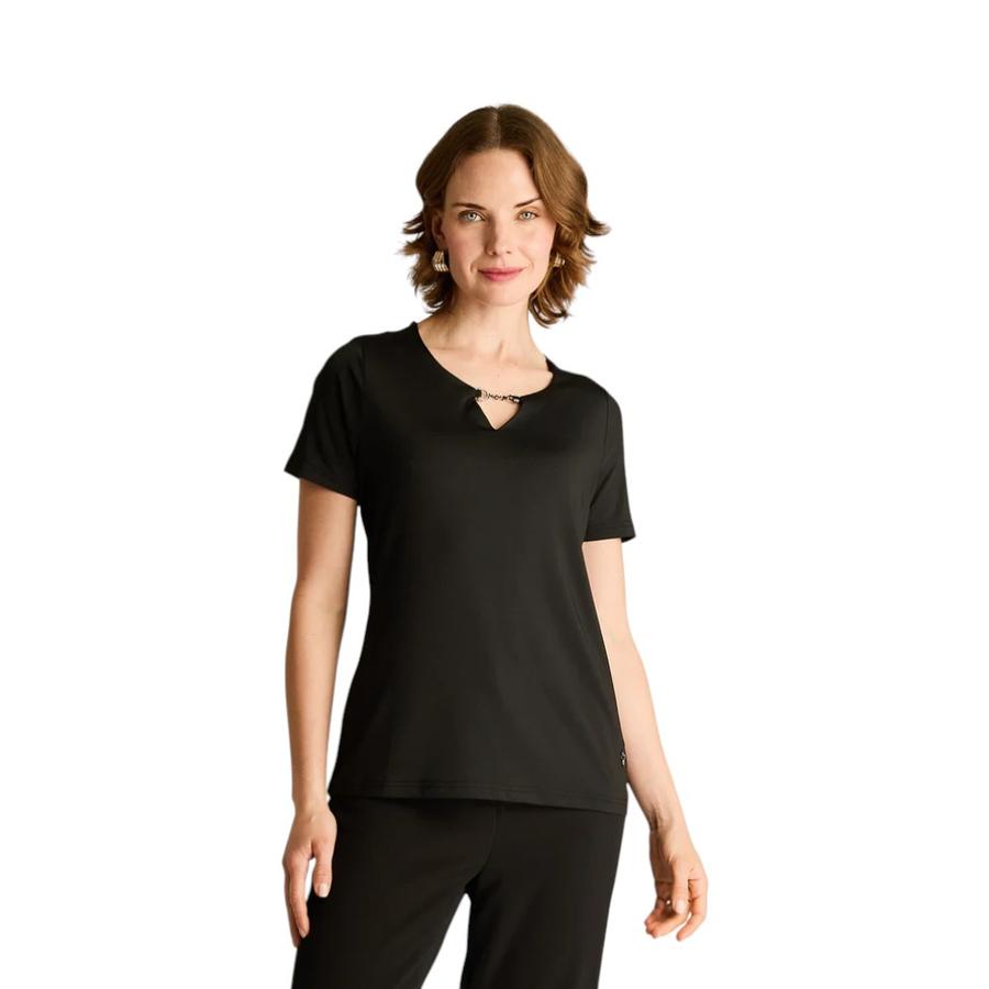 Polera Manga Corta Mujer Lorenzo Di Pontti Negro