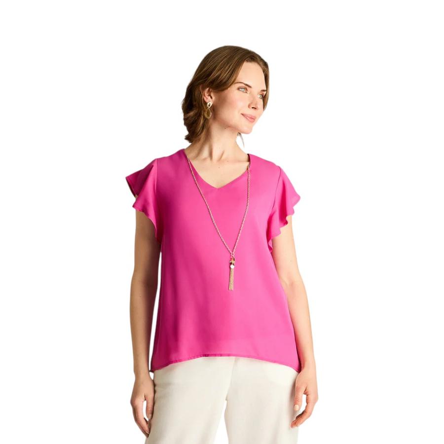 Blusa Con Collar Mujer Lorenzo di Pontti Morado