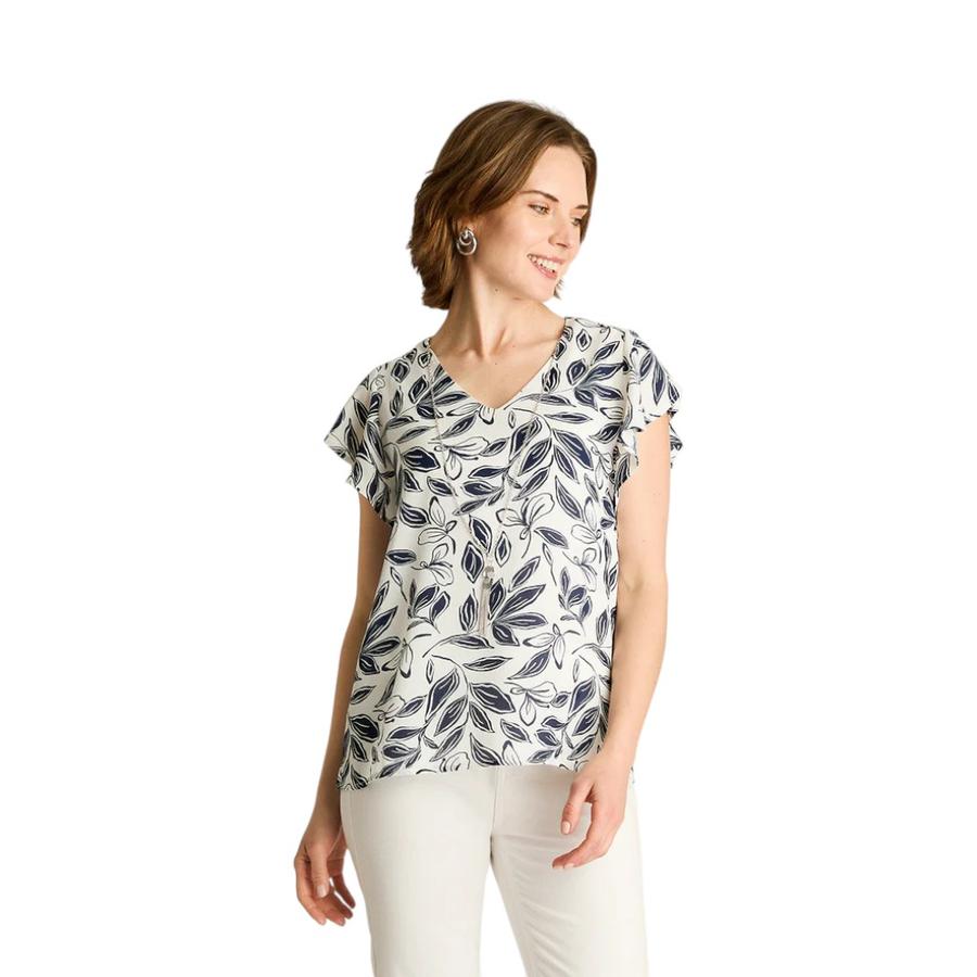 Blusa Con Collar Mujer Lorenzo di Pontti Floral Azul