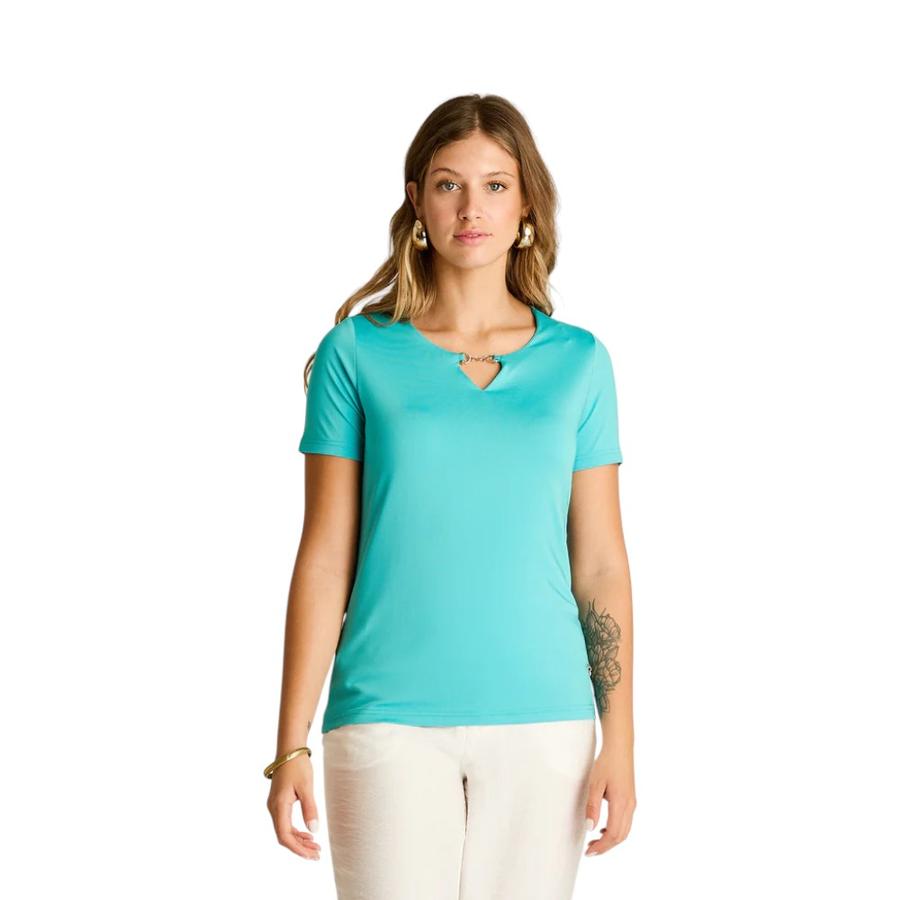 Polera Escote Partida Mujer Lorenzo di Pontti Agua