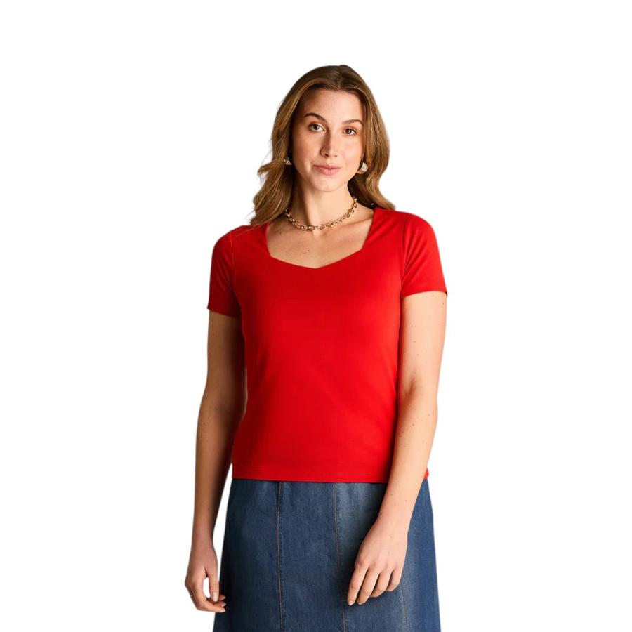 Polera Escote Cuadrado Mujer Lorenzo di Pontti Rojo