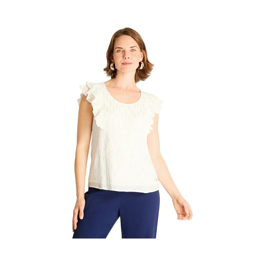 Blusa Con Volantes Mujer Lorenzo Di Pontti Crudo