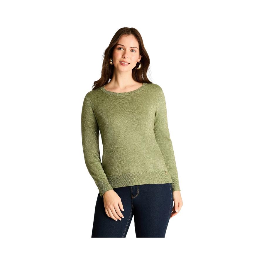 Sweater Con Ribete Mujer Lorenzo Di Pontti Verde