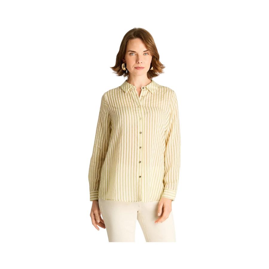 Blusa Cuello Camisero Lorenzo Di Pontti a Rayas Verde