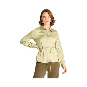 Blusa Cuello Camisero Lorenzo Di Pontti Amarra cintura Verde
