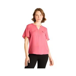 Blusa Cuello en V Lorenzo Di Pontti Bolsillo Frontal Rosado