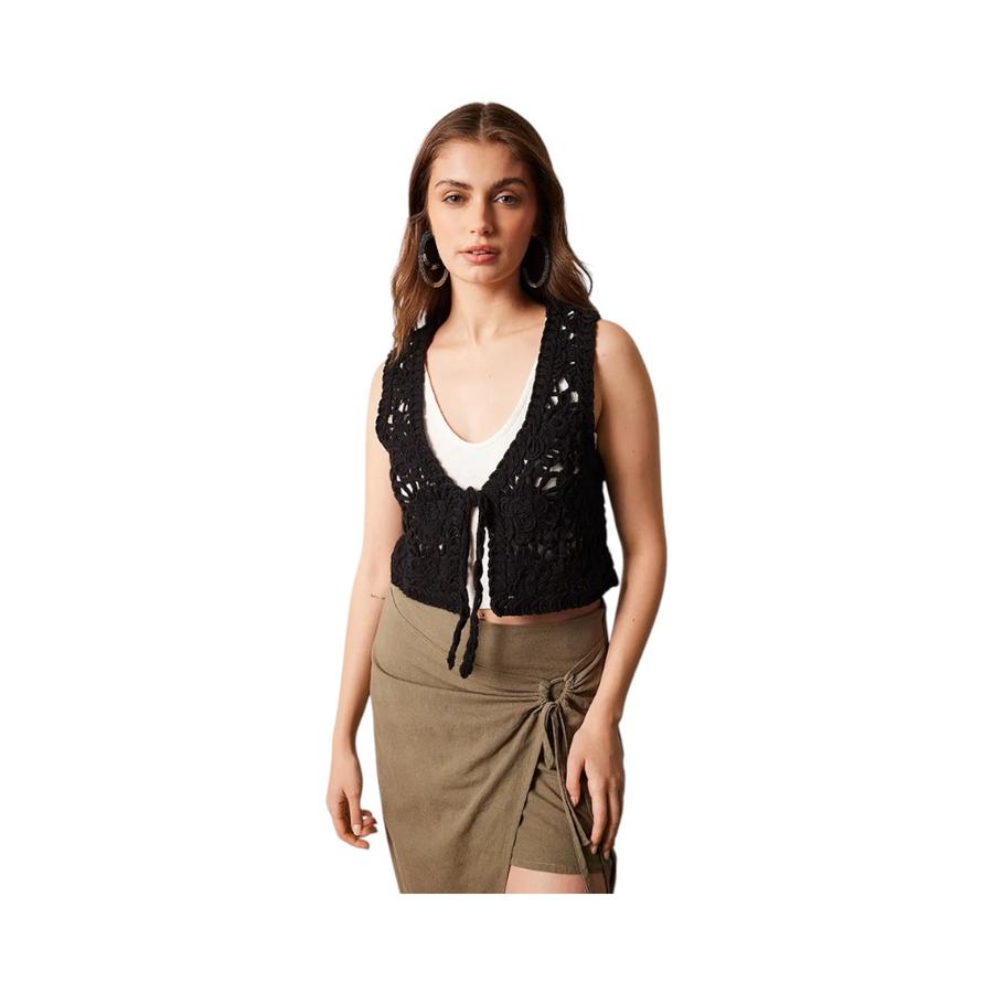 Chaqueta Bolero Crochet Mujer Umbrale Negro