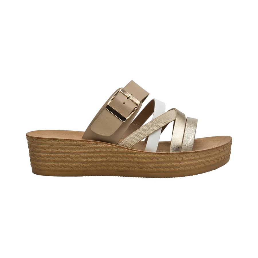 Sandalias Punta Abierta Mujer Bruno Rossi Beige