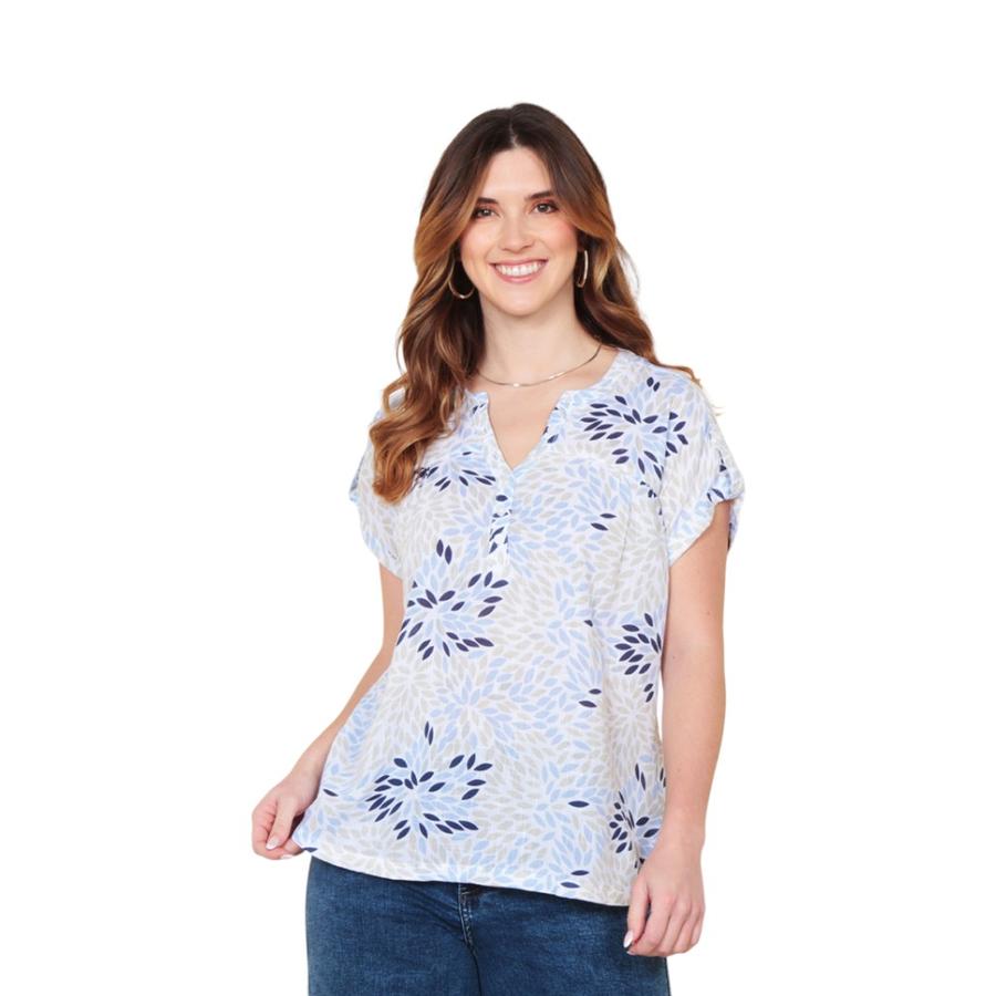 Blusa Manga Corta Estampada Mujer Wados WA4223 Azul