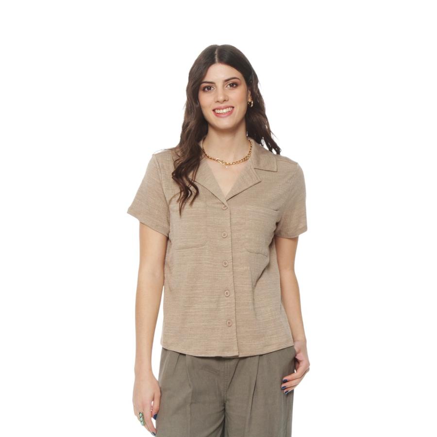 Blusa Escote V Con Bolsillos Mujer Wados NK1243WD Beige
