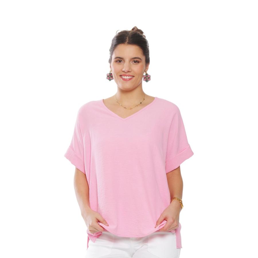 Blusa Escote V Manga Corta Mujer Wados NT1586WD Rosado