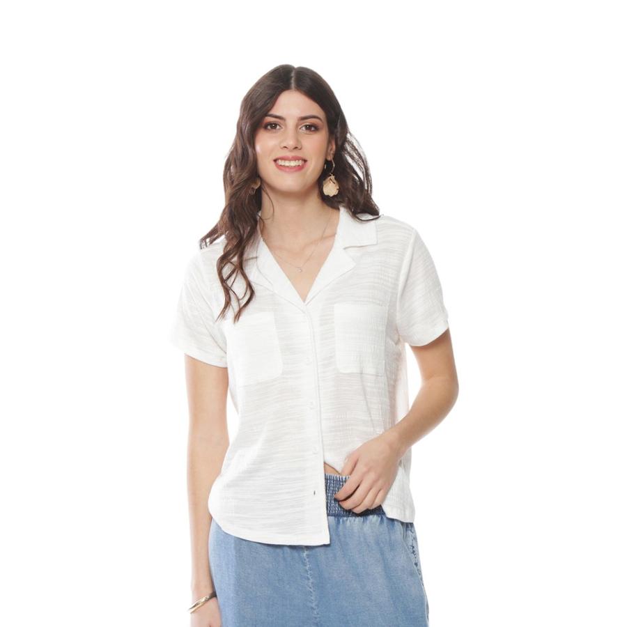 Blusa Escote V Con Bolsillos Mujer Wados NK1243WD Blanco
