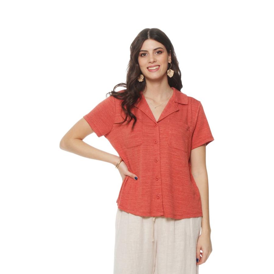 Blusa Escote V Con Bolsillos Mujer Wados NK1243WD Naranjo