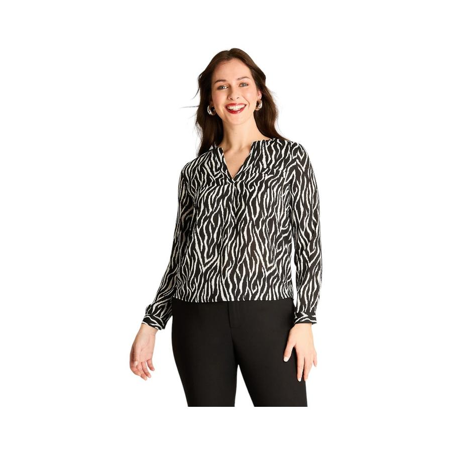 Blusa Animal Print Mujer Lorenzo Di Pontti Negro