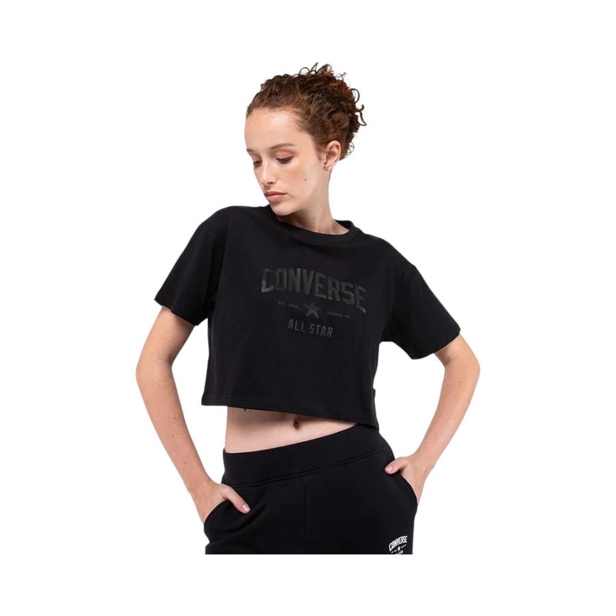 Polera Manga Corta Mujer Converse Crop Star Chevron Negro