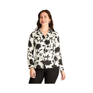 Blusa estilo Camisero Mujer Lorenzo Di Pontti Floral Negro