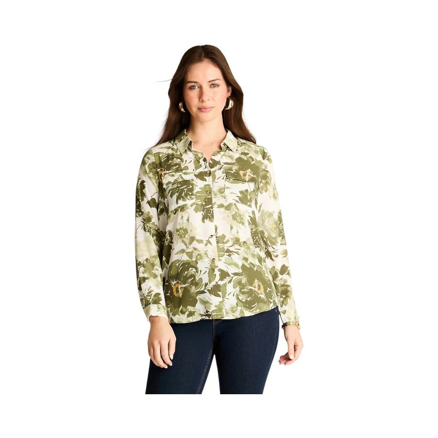 Blusa Georgette Mujer Lorenzo DiPontti EstampadoFloral Verde